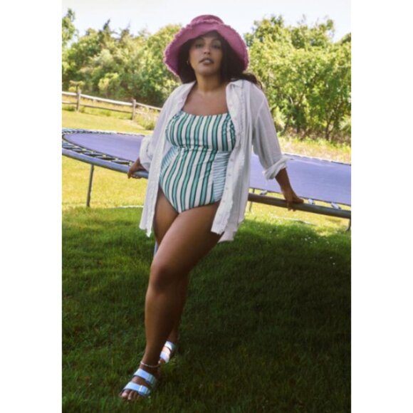 NWT Anthropologie Maeve Jessie Retro Striped One-piece Swimsuit L